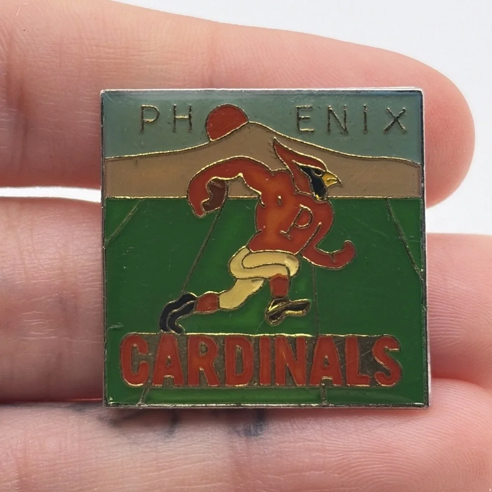 NFL Phoenix Cardinals Mascot Running On Field Football Hat Pin